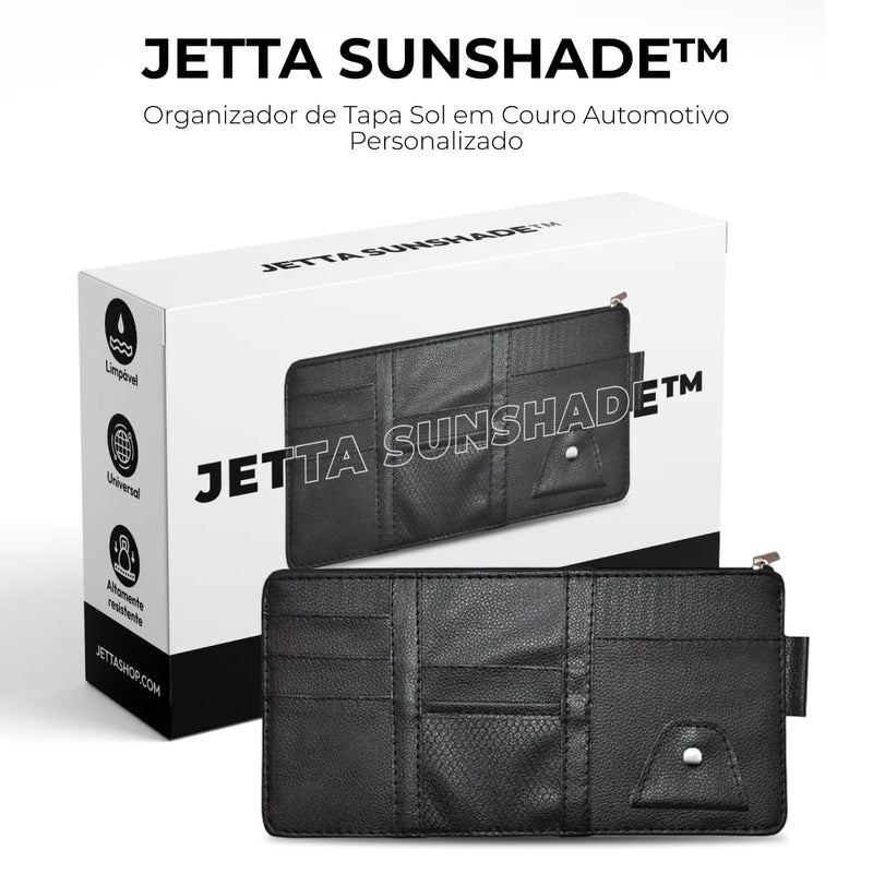 Organizador de Tapa Sol em Couro Automotivo Personalizado - Jetta SunShade™ [ESPECIAL PRÉ BLACK FRIDAY]