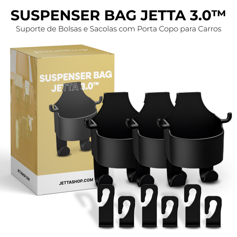 Suporte de Bolsas e Sacolas com Porta Copo para Carros - Suspenser Bag Jetta 3.0™