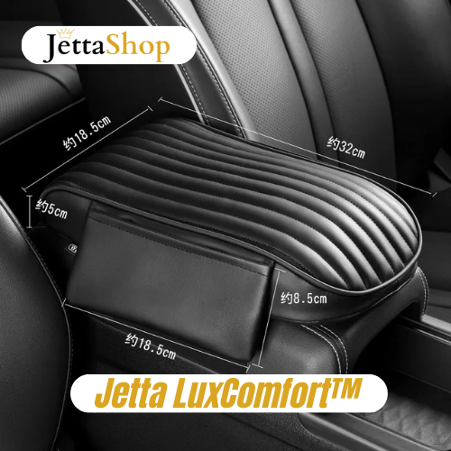 Jetta LuxComfort™ - Apoio de Braço Em Couro com Bolsos Laterais Automotivo [ESQUENTA BLACK]