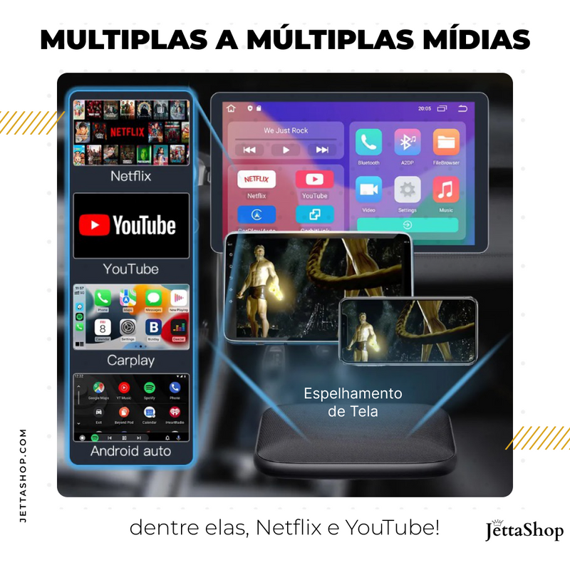 Adaptador Sem fio CarPlay/Android Auto para Multimídia - DriveJetta Pro™ (PROMOÇÃO LIMITADA)