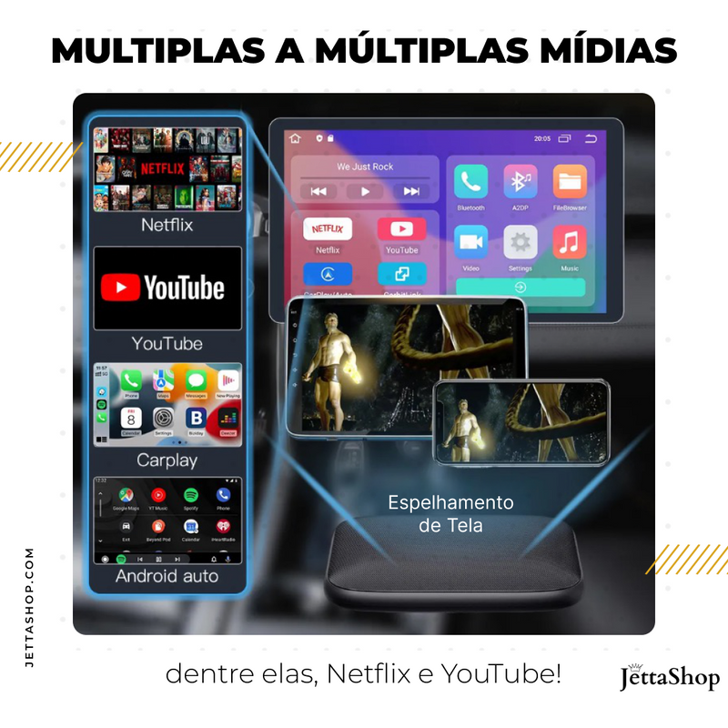 Adaptador Sem fio CarPlay/Android Auto para Multimídia - DriveJetta Pro™ [PROMOÇÃO LIMITADA]