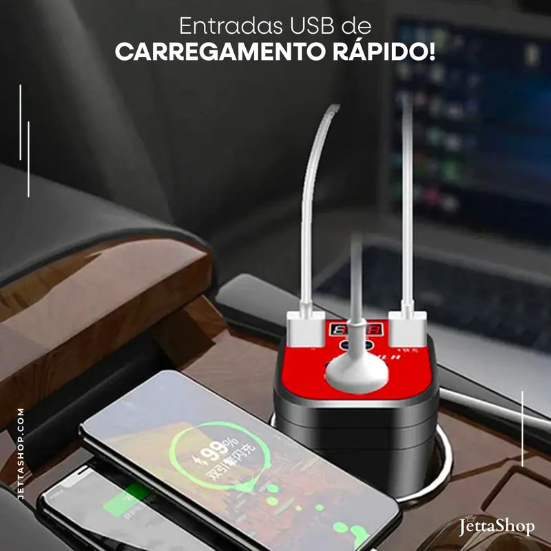 Inversor de Potência para Acendedor de Cigarro Automotivo Multiuso - Jetta CupCharge™