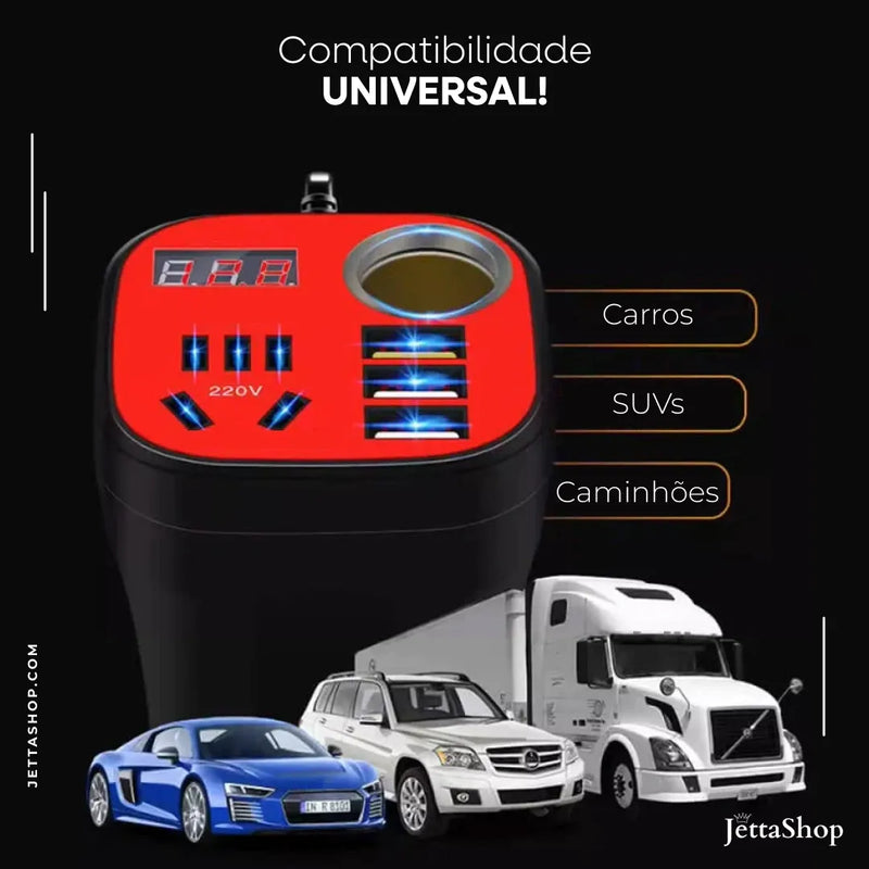 Inversor de Potência para Acendedor de Cigarro Automotivo Multiuso - Jetta CupCharge™