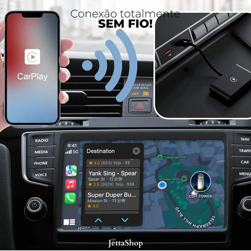 Adaptador Sem fio CarPlay/Android Auto para Multimídia Universal - DriveJetta Ultra™ [GRUPO VIP BLACK FRIDAY]