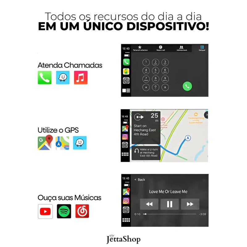 Adaptador Sem fio CarPlay/Android Auto para Multimídia Universal - DriveJetta Ultra™ [PROMOÇÃO LIMITADA]