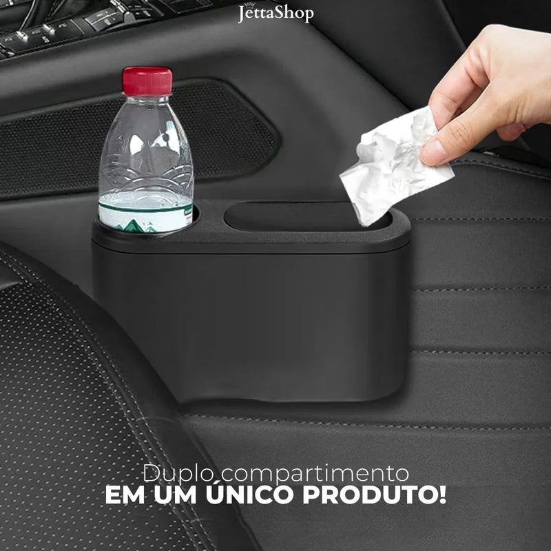 Porta-Resíduos Portátil Automotivo 2 em 1 com Porta Copos - JettaBag™ [PERSONALIZADA COM A MARCA DO SEU CARRO]