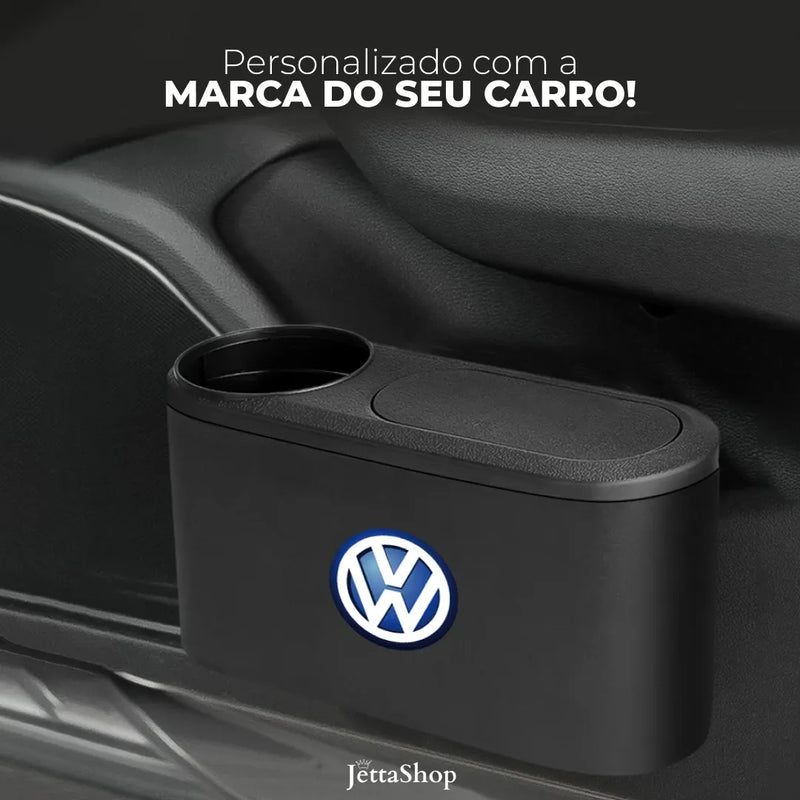 Porta-Resíduos Portátil Automotivo 2 em 1 com Porta Copos - JettaBag™ [PERSONALIZADA COM A MARCA DO SEU CARRO]