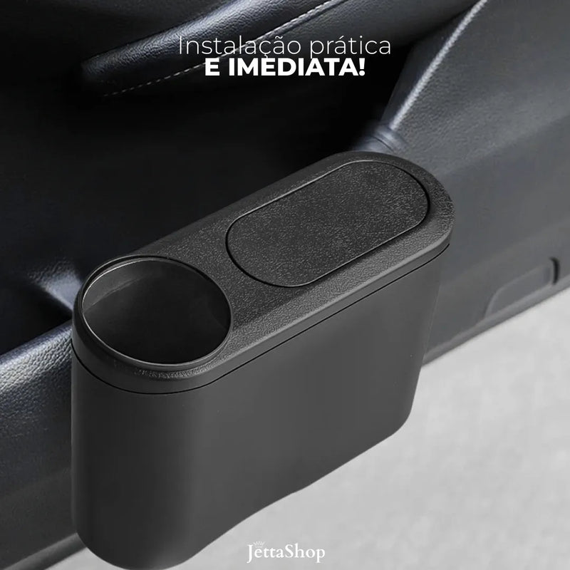 Porta-Resíduos Portátil Automotivo 2 em 1 com Porta Copos - JettaBag™ [PERSONALIZADA COM A MARCA DO SEU CARRO]