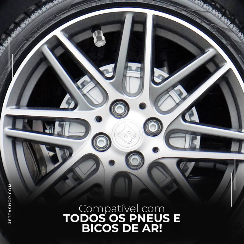 (COMPRE 4 LEVE 8) Tampa de Metal Cromada para Bico de Pneus Personalizada - Jetta ValveCap™ [LIQUIDA NATAL]