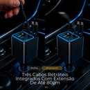 Jetta PowerHub™ - Carregador Veicular 7 em 1 com Cabos Retráteis e Display de Voltagem [LANÇAMENTO 2026]