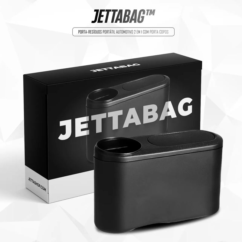 Porta-Resíduos Portátil Automotivo 2 em 1 com Porta Copos - JettaBag™ [PERSONALIZADA COM A MARCA DO SEU CARRO]