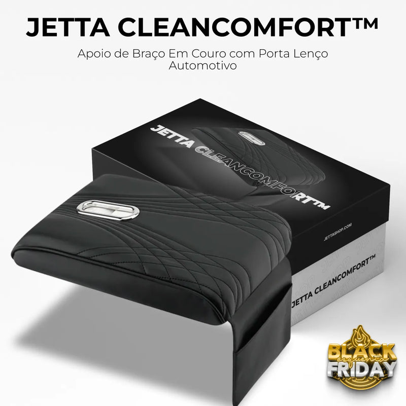 Jetta CleanComfort™ - Apoio de Braço Em Couro com Porta Lenço Automotivo [ESQUENTA BLACK]