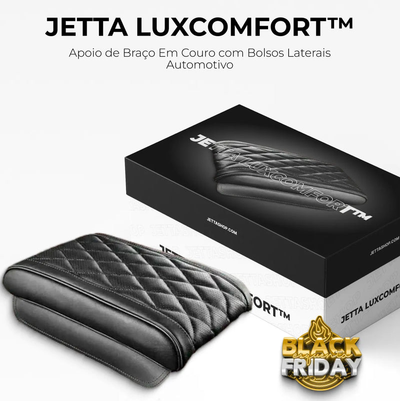 Jetta LuxComfort™ - Apoio de Braço Em Couro com Bolsos Laterais Automotivo [ESQUENTA BLACK]