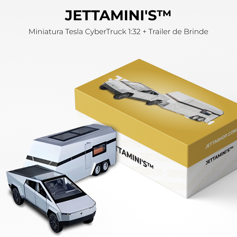 JettaMini's™ - Miniatura Tesla CyberTruck 1:32 + Trailer de Brinde