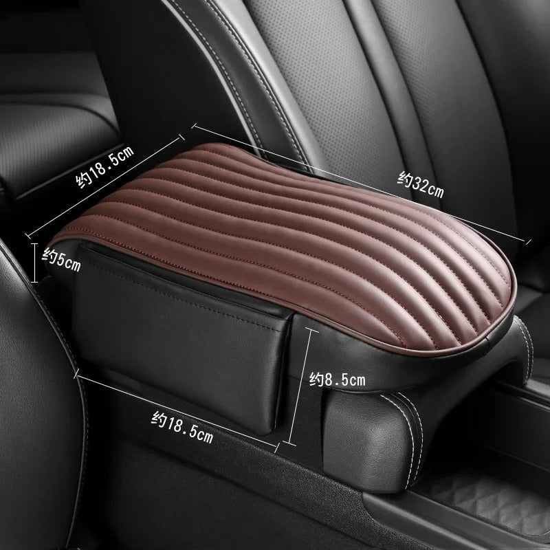 Jetta LuxComfort™ - Apoio de Braço Em Couro com Bolsos Laterais Automotivo [ESQUENTA BLACK]